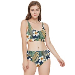 Seamless Pattern With Tropical Strelitzia Flowers Leaves Exotic Background Frilly Bikini Set by Ket1n9