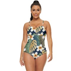 Seamless Pattern With Tropical Strelitzia Flowers Leaves Exotic Background Retro Full Coverage Swimsuit by Ket1n9