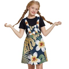 Seamless Pattern With Tropical Strelitzia Flowers Leaves Exotic Background Kids  Apron Dress by Ket1n9