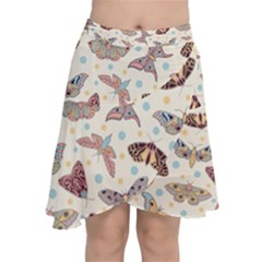 Pattern With Butterflies Moths Chiffon Wrap Front Skirt by Ket1n9