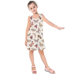 Pattern With Butterflies Moths Kids  Sleeveless Dress by Ket1n9