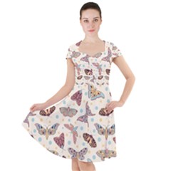 Pattern With Butterflies Moths Cap Sleeve Midi Dress by Ket1n9