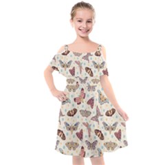 Pattern With Butterflies Moths Kids  Cut Out Shoulders Chiffon Dress by Ket1n9