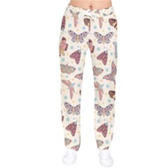 Pattern With Butterflies Moths Women Velvet Drawstring Pants by Ket1n9