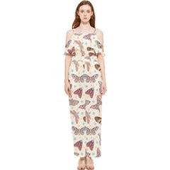 Pattern With Butterflies Moths Draped Sleeveless Chiffon Jumpsuit by Ket1n9