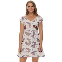 Pattern With Butterflies Moths Short Sleeve Tiered Mini Dress by Ket1n9