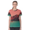 Brown Mountain Illustration Sunset Digital Art Mountains Women s Cotton T-Shirt View1