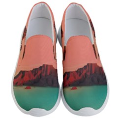 Brown Mountain Illustration Sunset Digital Art Mountains Men s Lightweight Slip Ons