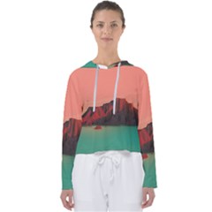 Brown Mountain Illustration Sunset Digital Art Mountains Women s Slouchy Sweat