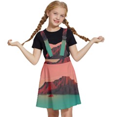 Brown Mountain Illustration Sunset Digital Art Mountains Kids  Apron Dress by Cendanart