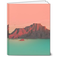 Brown Mountain Illustration Sunset Digital Art Mountains 8  X 10  Softcover Notebook by Cendanart