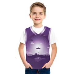 Ufo Illustration Style Minimalism Silhouette Kids  Basketball Tank Top by Cendanart