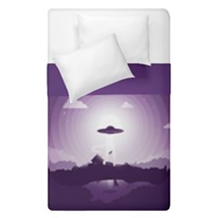 Ufo Illustration Style Minimalism Silhouette Duvet Cover Double Side (single Size) by Cendanart