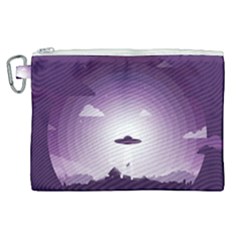 Ufo Illustration Style Minimalism Silhouette Canvas Cosmetic Bag (xl) by Cendanart