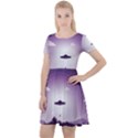 Ufo Illustration Style Minimalism Silhouette Cap Sleeve Velour Dress  View1