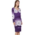 Ufo Illustration Style Minimalism Silhouette Long Sleeve V-Neck Bodycon Dress  View3