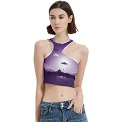 Ufo Illustration Style Minimalism Silhouette Cut Out Top