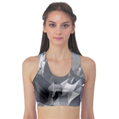 Gray Mountain Illustration Grey Mountain Digital Fitness Sports Bra by Cendanart