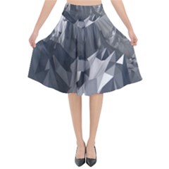 Gray Mountain Illustration Grey Mountain Digital Flared Midi Skirt by Cendanart