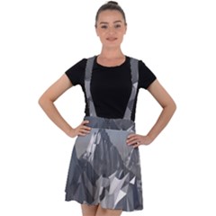 Gray Mountain Illustration Grey Mountain Digital Velvet Suspender Skater Skirt by Cendanart