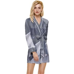 Gray Mountain Illustration Grey Mountain Digital Long Sleeve Satin Robe by Cendanart