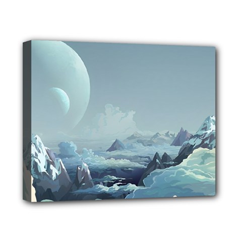 Mountain Covered Snow Mountains Clouds Fantasy Art Canvas 10  X 8  (stretched) by Cendanart