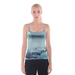 Mountain Covered Snow Mountains Clouds Fantasy Art Spaghetti Strap Top