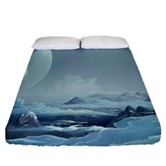 Mountain Covered Snow Mountains Clouds Fantasy Art Fitted Sheet (california King Size)