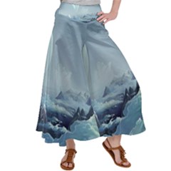 Mountain Covered Snow Mountains Clouds Fantasy Art Women s Satin Palazzo Pants