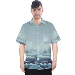 Mountain Covered Snow Mountains Clouds Fantasy Art Men s Hawaii Shirt