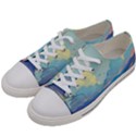 Mountains And Trees Illustration Painting Clouds Sky Landscape Women s Low Top Canvas Sneakers View2