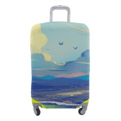 Mountains And Trees Illustration Painting Clouds Sky Landscape Luggage Cover (small) by Cendanart