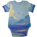 Mountains And Trees Illustration Painting Clouds Sky Landscape Baby Short Sleeve Bodysuit View2