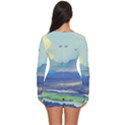 Mountains And Trees Illustration Painting Clouds Sky Landscape Long Sleeve Boyleg Swimsuit View4