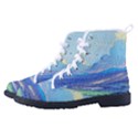 Mountains And Trees Illustration Painting Clouds Sky Landscape Kid s High-Top Canvas Sneakers View2