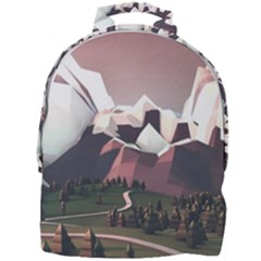 White And Brown Mountain Illustration Digital Art Mini Full Print Backpack by Cendanart