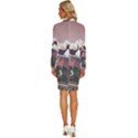 White And Brown Mountain Illustration Digital Art Long Sleeve Shirt Collar Bodycon Dress View4