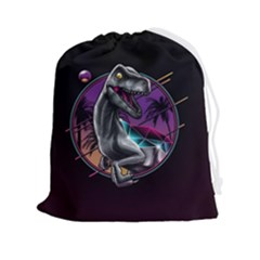 Style Dinosaur  80s Synth Retrowave Drawstring Pouch (2xl) by Cendanart