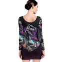 Style Dinosaur  80s Synth Retrowave Long Sleeve Velvet Bodycon Dress View2