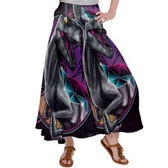 Style Dinosaur  80s Synth Retrowave Women s Satin Palazzo Pants by Cendanart