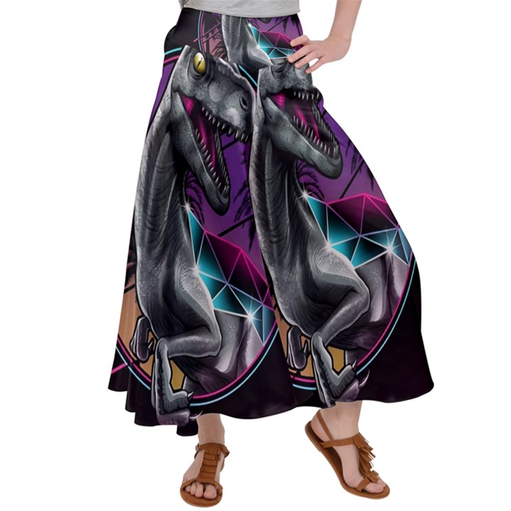 Style Dinosaur  80s Synth Retrowave Women s Satin Palazzo Pants