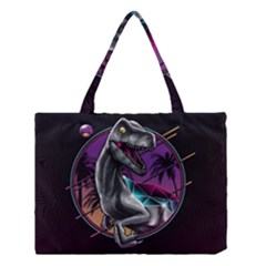 Style Dinosaur  80s Synth Retrowave Medium Tote Bag by Cendanart