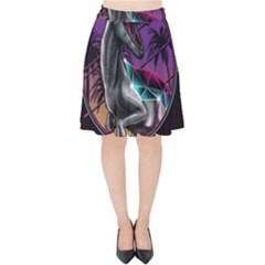 Style Dinosaur  80s Synth Retrowave Velvet High Waist Skirt by Cendanart