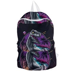 Style Dinosaur  80s Synth Retrowave Foldable Lightweight Backpack by Cendanart