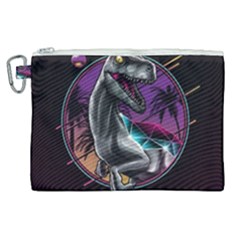 Style Dinosaur  80s Synth Retrowave Canvas Cosmetic Bag (xl) by Cendanart