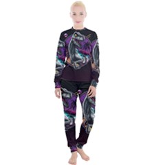 Style Dinosaur  80s Synth Retrowave Women s Lounge Set by Cendanart