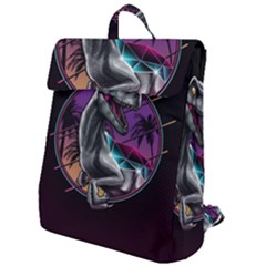 Style Dinosaur  80s Synth Retrowave Flap Top Backpack by Cendanart