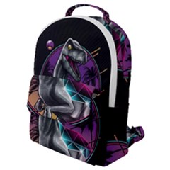 Style Dinosaur  80s Synth Retrowave Flap Pocket Backpack (small) by Cendanart