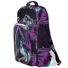 Style Dinosaur  80s Synth Retrowave Double Compartment Backpack by Cendanart