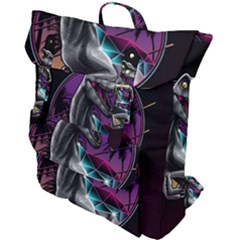 Style Dinosaur  80s Synth Retrowave Buckle Up Backpack by Cendanart